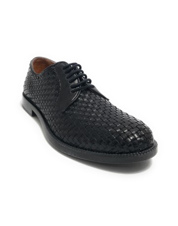 Scarpe uomo  francesina in pelle intrecciata blu navy US23EL05 1324