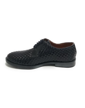 Scarpe uomo  francesina in pelle intrecciata blu navy US23EL05 1324