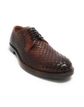 Scarpe uomo  francesina in pelle intrecciata castagno US23EL04 1324