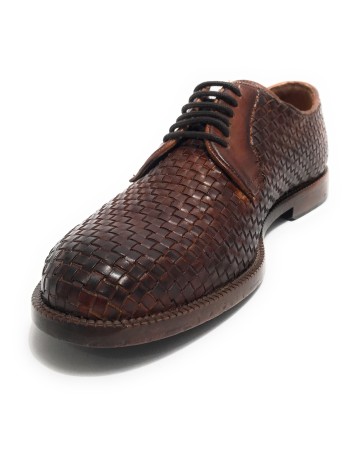 Scarpe uomo  francesina in pelle intrecciata castagno US23EL04 1324