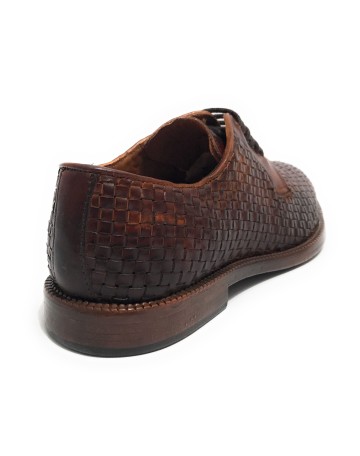 Scarpe uomo  francesina in pelle intrecciata castagno US23EL04 1324