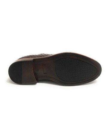 Scarpe uomo  francesina in pelle intrecciata castagno US23EL04 1324