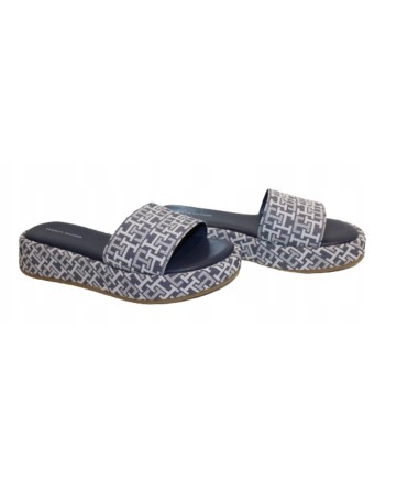 Scarpe Tommy Hilfiger slipper blu denim/ white ZS23TH01 T3A2-32756