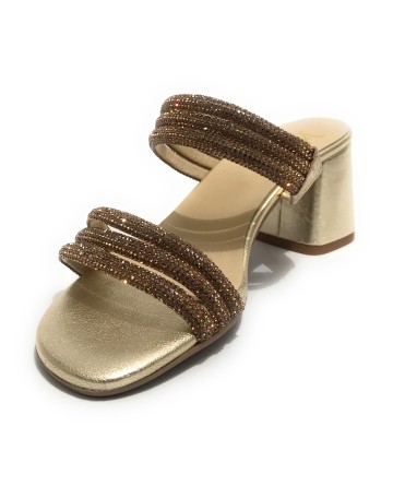 Sandalo Kess TC 65 in pelle metal grain gold DS23KE05 23153