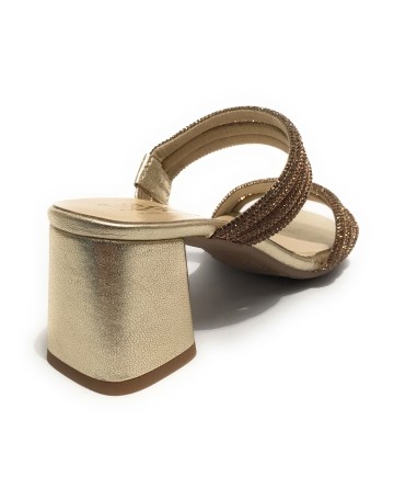 Sandalo Kess TC 65 in pelle metal grain gold DS23KE05 23153