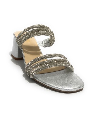 Sandalo Kess TC 65 in pelle metal grain silver DS23KE09 23153