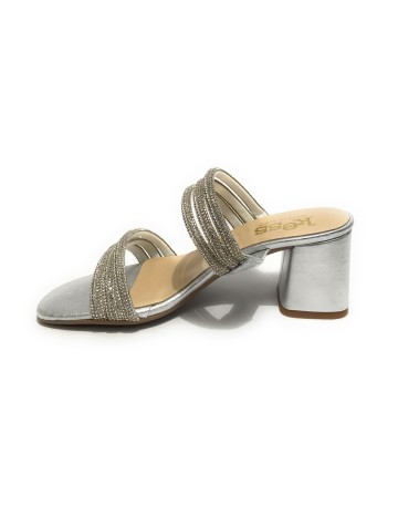 Sandalo Kess TC 65 in pelle metal grain silver DS23KE09 23153