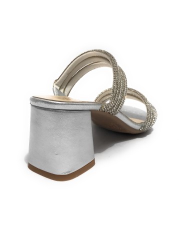 Sandalo Kess TC 65 in pelle metal grain silver DS23KE09 23153