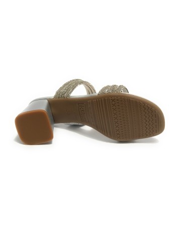 Sandalo Kess TC 65 in pelle metal grain silver DS23KE09 23153