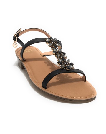 Scarpe donna sandalo Gold&gold con strass nero DS23GG24 GL739