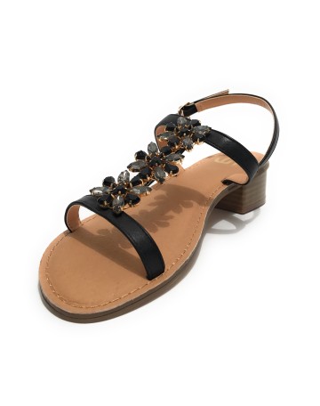 Scarpe donna sandalo Gold&gold con strass nero DS23GG24 GL739