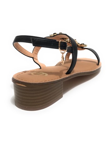 Scarpe donna sandalo Gold&gold con strass nero DS23GG24 GL739