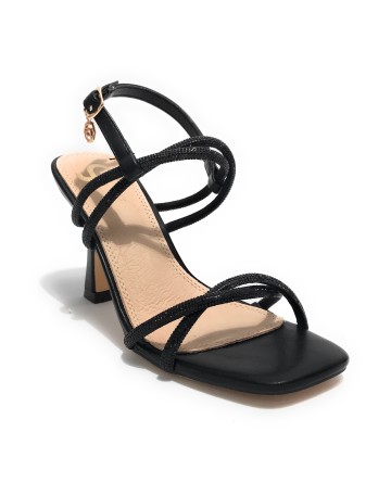 Scarpe donna Gold&gold sandalo con tacco ecopelle/ strass nero DS23GG41 GD772