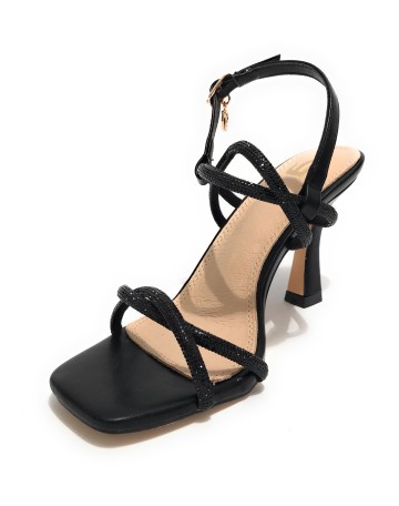 Scarpe donna Gold&gold sandalo con tacco ecopelle/ strass nero DS23GG41 GD772