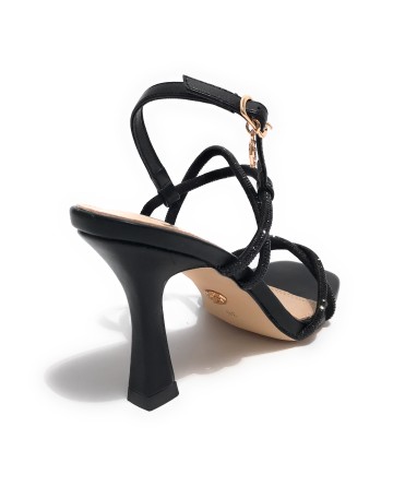 Scarpe donna Gold&gold sandalo con tacco ecopelle/ strass nero DS23GG41 GD772