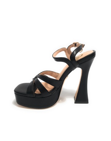Scarpe donna Gold&gold sandalo con tacco ecopelle nero DS23GG50 GD821