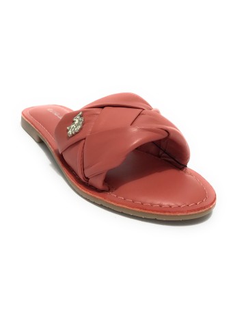 Ciabatta donna US Polo Linda 003 pelle fondo gomma pink DS23UP04
