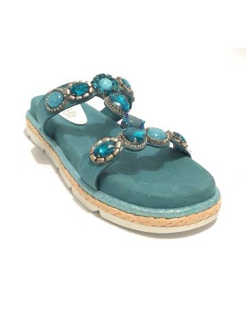 Scarpe donna  sandalo/ ciabatta in pelle scamosciata colore blu DS23EL07 281