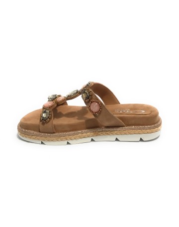 Scarpe donna  sandalo/ ciabatta in pelle scamosciata colore beige DS23EL08 281