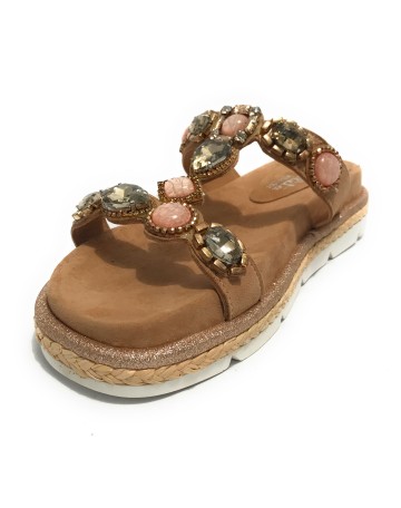 Scarpe donna  sandalo/ ciabatta in pelle scamosciata colore beige DS23EL08 281