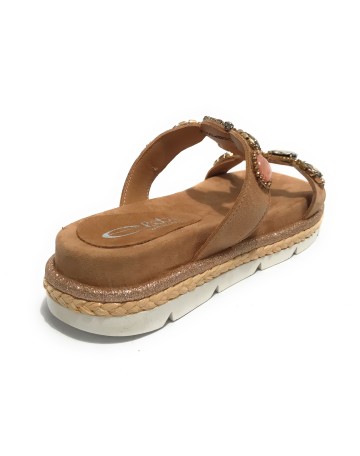Scarpe donna  sandalo/ ciabatta in pelle scamosciata colore beige DS23EL08 281