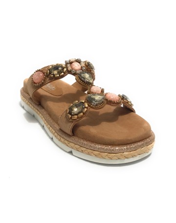 Scarpe donna  sandalo/ ciabatta in pelle scamosciata colore beige DS23EL08 281