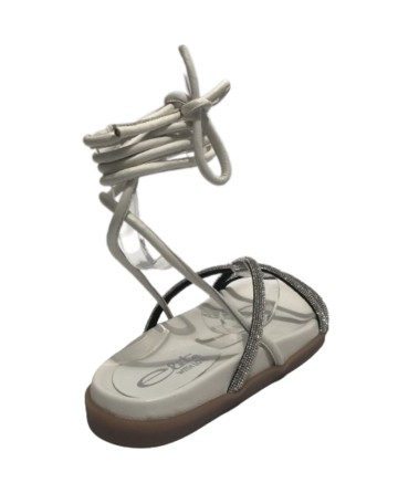 Scarpe donna  sandalo in pelle nappa bianco con strass DS23EL10 302