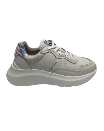 Scarpe donna Ambitious 12162W sneakers in pelle bianco / cangiante DS22AM01