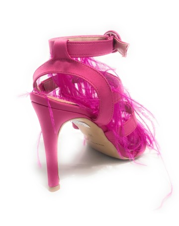 Scarpe donna sandalo in pelle fuxia tacco 9 DS23EL18