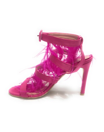 Scarpe donna sandalo in pelle fuxia tacco 9 DS23EL18