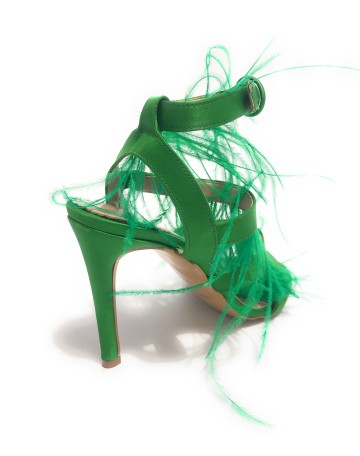 Scarpe donna sandalo in pelle verde tacco 9 DS23EL19