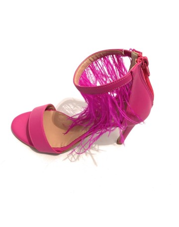 Scarpe donna sandalo in pelle fuxia tacco 9 DS23EL20