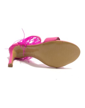 Scarpe donna sandalo in pelle fuxia tacco 9 DS23EL20