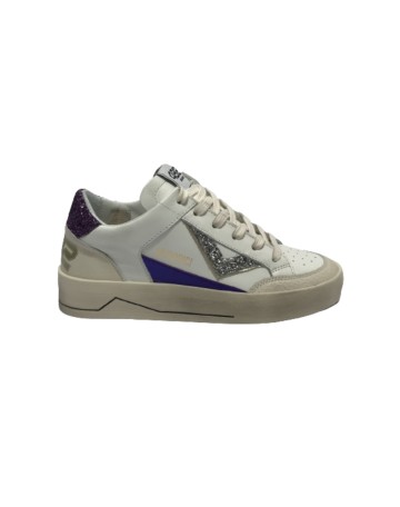 Scarpe donna 4B12 sneaker in pelle bianco/ viola D24QB11 KYLE-D841