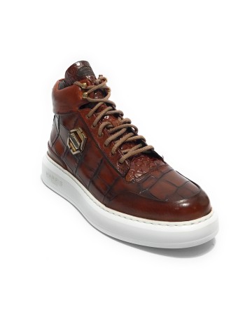 Scarpe uomo Harris polacchino pelle stampa cocco marrone nuss U17HA201