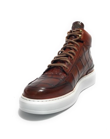 Scarpe uomo Harris polacchino pelle stampa cocco marrone nuss U17HA201