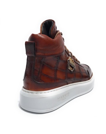 Scarpe uomo Harris polacchino pelle stampa cocco marrone nuss U17HA201