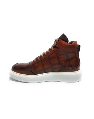 Scarpe uomo Harris polacchino pelle stampa cocco marrone nuss U17HA201