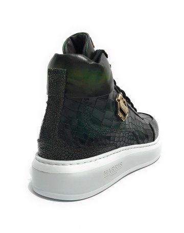 Scarpe uomo Harris polacchino pelle stampa cocco /stampa razza verde U17HA202