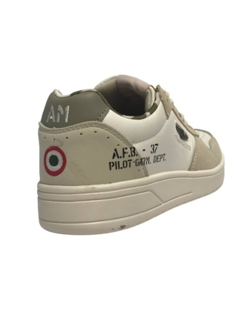 Sneaker Aeronautica Militare in ecopelle white/ suede beige U24AR08 232SC235