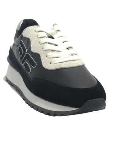 Scarpe donna Fornarina sneaker running Urraca in pelle/ nylon black D24FN10