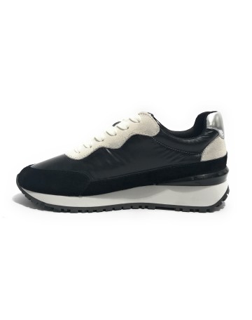 Scarpe donna Fornarina sneaker running Urraca in pelle/ nylon black D24FN10