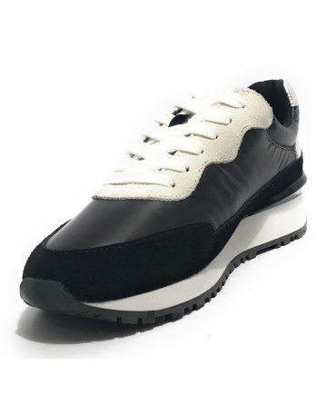 Scarpe donna Fornarina sneaker running Urraca in pelle/ nylon black D24FN10