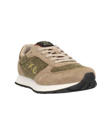 Sneaker Sun68 Girl's Ally glitter teen mesh/ suede beige scuro Z24SU11 Z43404T