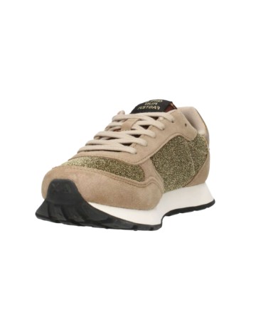 Sneaker Sun68 Girl's Ally glitter teen mesh/ suede beige scuro Z24SU11 Z43404T