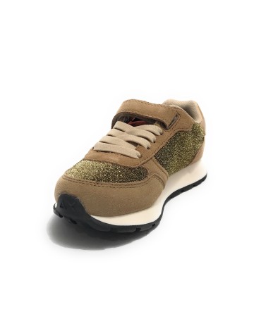 Sneaker Sun68 Girl's Ally glitter kid mesh/ suede beige scuro Z24SU20 Z43404K