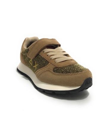 Sneaker Sun68 Girl's Ally glitter kid mesh/ suede beige scuro Z24SU20 Z43404K