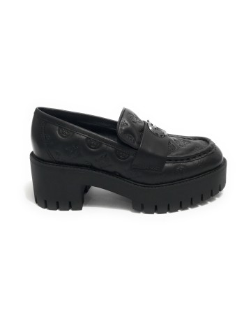 Scarpe donna mocassino Guess Wanyn in pelle nero D24GU35 FL8WNYLEA14