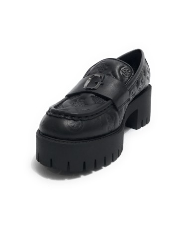 Scarpe donna mocassino Guess Wanyn in pelle nero D24GU35 FL8WNYLEA14