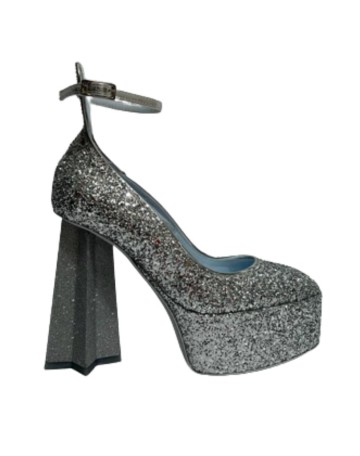 Scarpe donna Chiara Ferragni décolleté Star Heel TC130 glitter silver D24CF10 CF3241 004